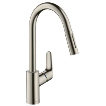 Baterie bucatarie Hansgrohe M4116-H240 ComfortZone 240 dus extractibil cu doua tipuri de jet finisaj Inox