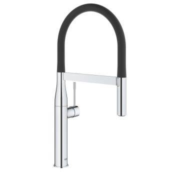 Baterie bucatarie Grohe Essence cu pipa flexibila si ProfiSpray crom