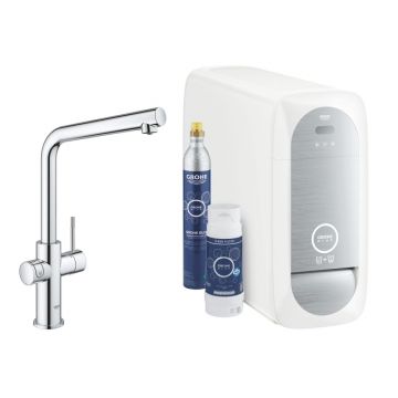 Baterie chiuveta bucatarie Grohe Blue Home crom pipa tip L si Starter Kit