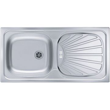 Chiuveta bucatarie inox satin cu picurator, dreapta, Alveus Basic 80