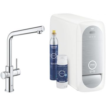 Baterie bucatarie Grohe Blue Home cu sistem de filtrare racire si carbonatare apa pipa L crom