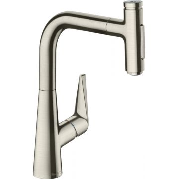 Baterie bucatarie Hansgrohe Talis Select M51220 dus extractibil cu 2 tipuri de jet si Sbox finisaj inox