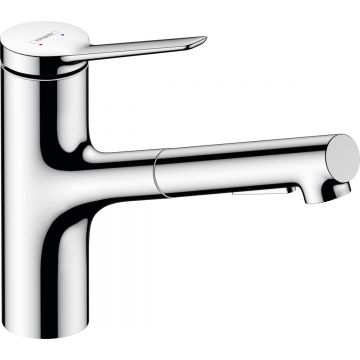 Baterie bucatarie Hansgrohe Zesis M33 150 ECO dus extractibil cu 2 tipuri de jet crom