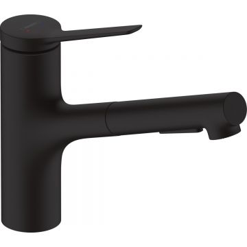 Baterie bucatarie Hansgrohe Zesis M33 cu pipa extractibila ComfortZone 150 sBox negru mat