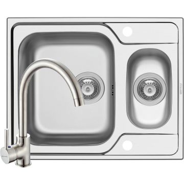 Chiuveta Fedra Extra 62 SM si Baterie Bello Crom Argintiu Chiuveta Fedra Extra 62 SM si Baterie Bello Crom Argintiu