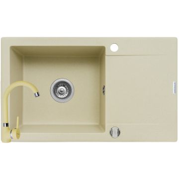 Pachet chiuveta granit KORFU 78x46 1B 1D + Baterie BELLO Crem Pachet chiuveta granit KORFU 78x46 1B 1D + Baterie BELLO Crem