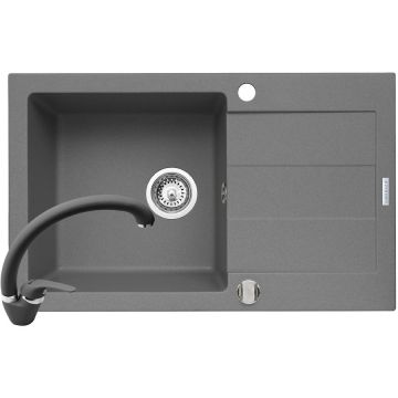 Pachet chiuveta granit Sparta Plus + Baterie OSSIA Gri Pachet chiuveta granit Sparta Plus + Baterie OSSIA Gri