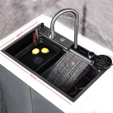 Set chiuvetă bucătărie Elysium multifuncțională, cu baterie cu duș extractibil, 3 funcții de curgere, accesorii incluse – COD 1005 Set chiuvetă bucătărie Elysium multifuncțională, cu baterie cu duș extractibil, 3 funcții de curgere, accesorii incluse – COD 1005