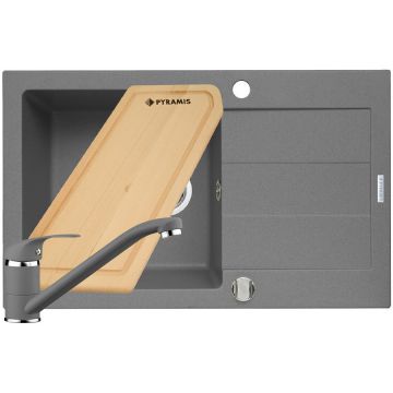 Set Chiuveta bucatarie granit SPARTA PLUS + Baterie Asalia + Tocator Grey Set Chiuveta bucatarie granit SPARTA PLUS + Baterie Asalia + Tocator Grey