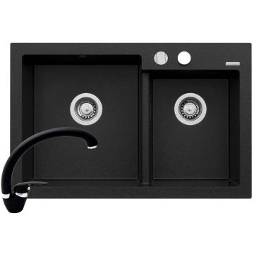 Set chiuveta granit DIPLOS si baterie OSSIA Negru Set chiuveta granit DIPLOS si baterie OSSIA Negru