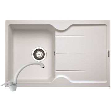 Set chiuveta granit PORTOS si baterie OSSIA Alb Set chiuveta granit PORTOS si baterie OSSIA Alb