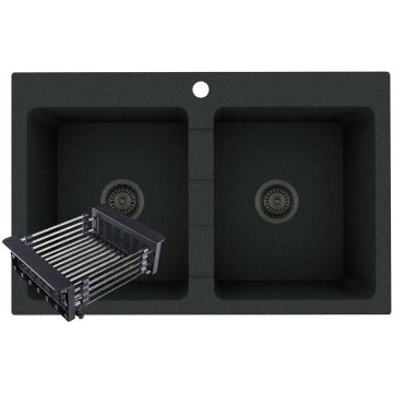 Set Chiuveta Pyragranite Sparta 2B si Cos Extensibil Negru Set Chiuveta Pyragranite Sparta 2B si Cos Extensibil Negru