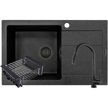 Set Chiuveta Pyragranite Sparta Plus Baterie Idea Black si Cos Extensibil Set Chiuveta Pyragranite Sparta Plus Baterie Idea Black si Cos Extensibil