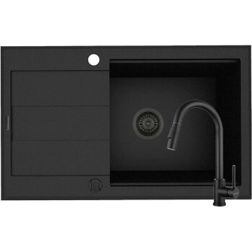 Set Chiuveta Pyragranite Sparta Plus Lux si Baterie Idea Negru Set Chiuveta Pyragranite Sparta Plus Lux si Baterie Idea Negru