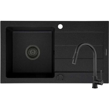 Set Chiuveta Pyragranite Sparta si Baterie Idea Negru Set Chiuveta Pyragranite Sparta si Baterie Idea Negru