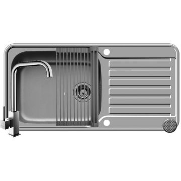 Set Chiuveta Space Plus 1B1D LN Baterie Adelita Crom si Roll Up Inox Set Chiuveta Space Plus 1B1D LN Baterie Adelita Crom si Roll Up Inox