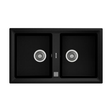 Chiuveta bucatarie tegranit Teka Stone 90B TG 2B cu doua cuve  860x510mm  Schwartzmetallic Chiuveta bucatarie tegranit Teka Stone 90B TG 2B cu doua cuve  860x510mm  Schwartzmetallic