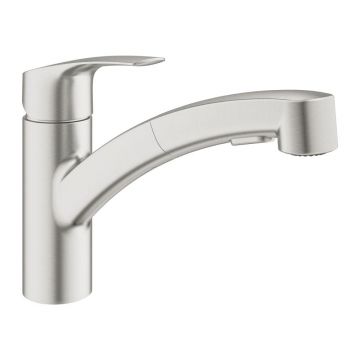 Baterie chiuveta bucatarie cu dus extractibil Supersteel Grohe Eurosmart New